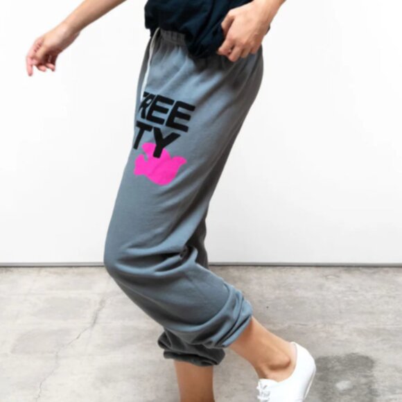 Free City Charcoal Sweatpants with Pink Logo, small - Picture 8 of 8